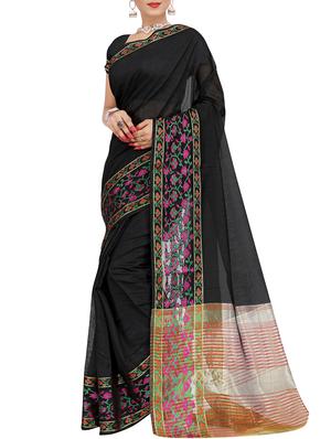 set of 2 zari bordered saree with blouse - 15484282 - Standard Image - 3