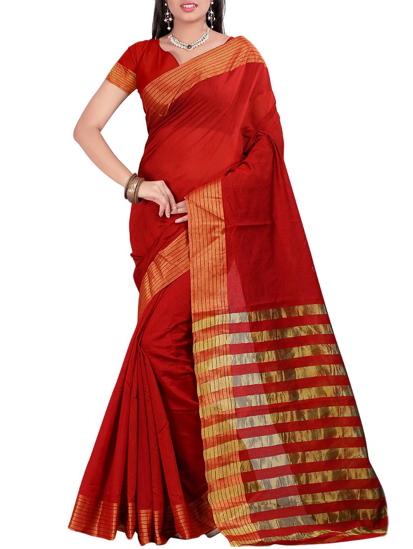 set of 2 zari bordered saree with blouse - 15484289 - Zoom Image - 3