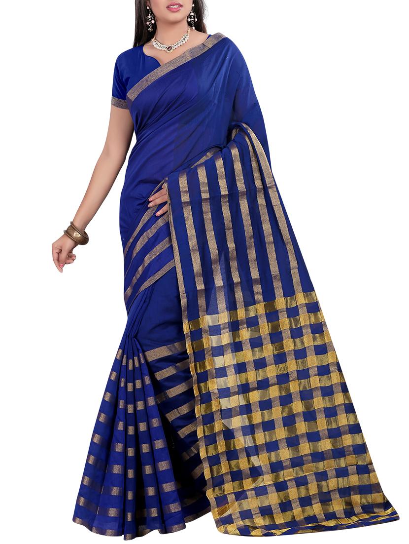 set of 2 zari bordered saree with blouse - 15484291 - Zoom Image - 3