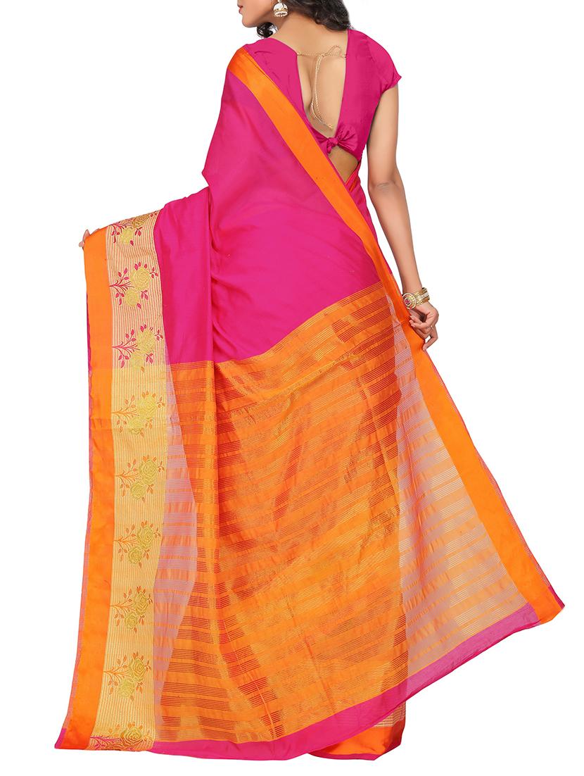 set of 2 zari bordered saree with blouse - 15484318 - Zoom Image - 3