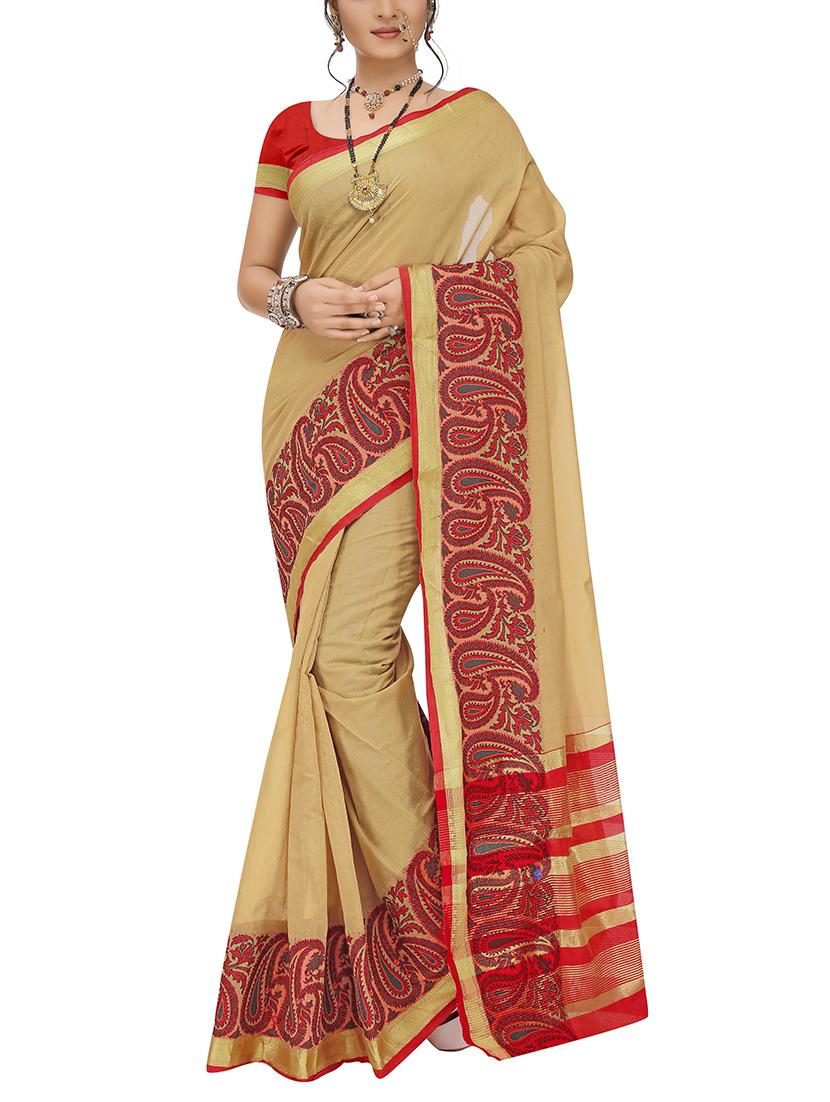 set of 2 zari bordered saree with blouse - 15484406 - Zoom Image - 3