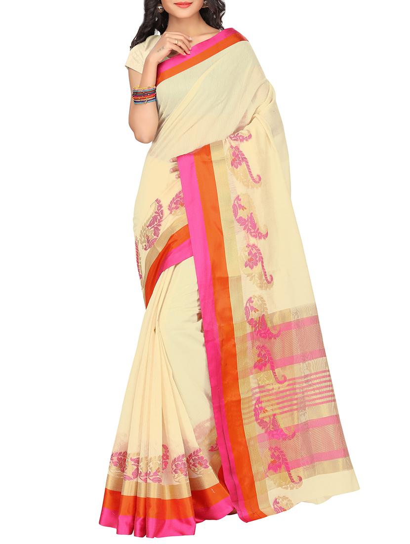 set of 2 zari bordered saree with blouse - 15484424 - Zoom Image - 3
