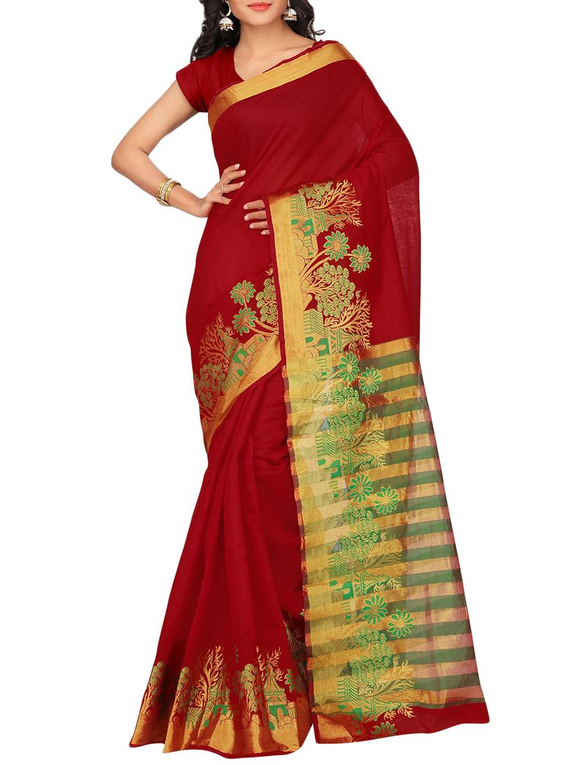 set of 2 zari bordered saree with blouse - 15484438 - Zoom Image - 3