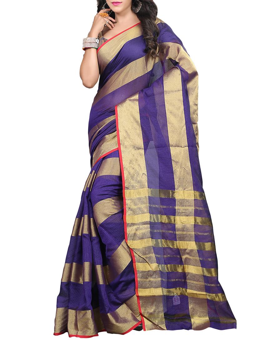 set of 2 zari bordered saree with blouse - 15484448 - Zoom Image - 3