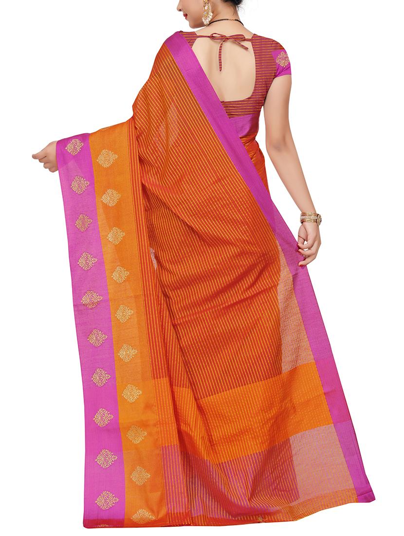 set of 2 zari bordered saree with blouse - 15484449 - Zoom Image - 3