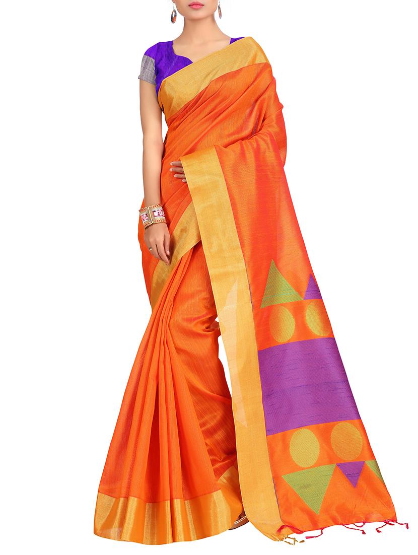 set of 2 zari bordered saree with blouse - 15484464 - Zoom Image - 3