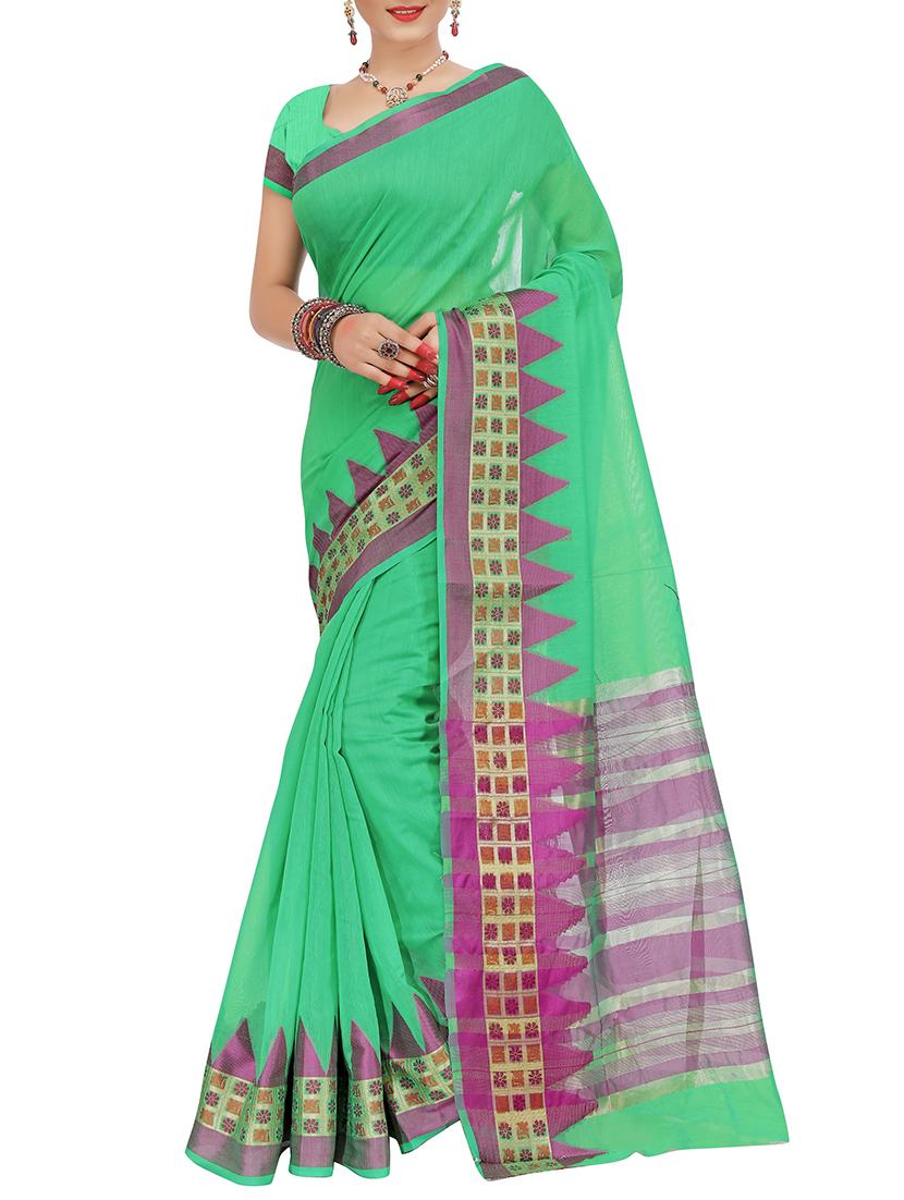 set of 2 zari bordered saree with blouse - 15484499 - Zoom Image - 3