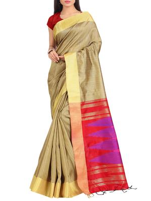 set of 2 zari bordered saree with blouse - 15484500 - Standard Image - 3