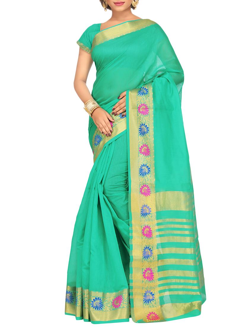 set of 2 zari bordered saree with blouse - 15484501 - Zoom Image - 3