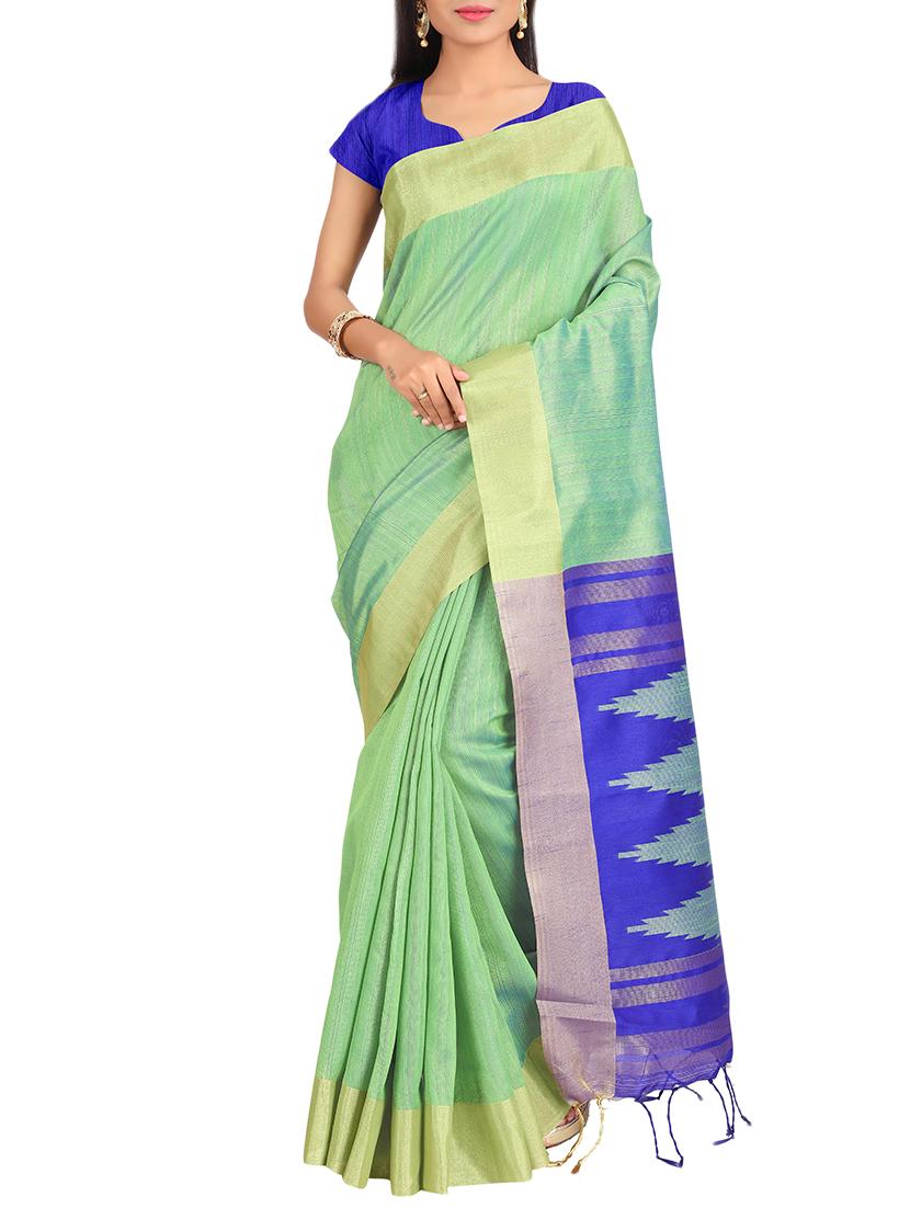 set of 2 zari bordered saree with blouse - 15484506 - Zoom Image - 3