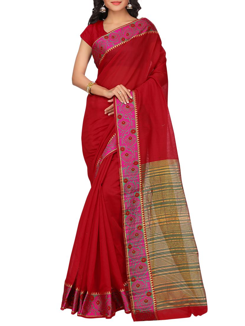 set of 2 zari bordered saree with blouse - 15484518 - Zoom Image - 3