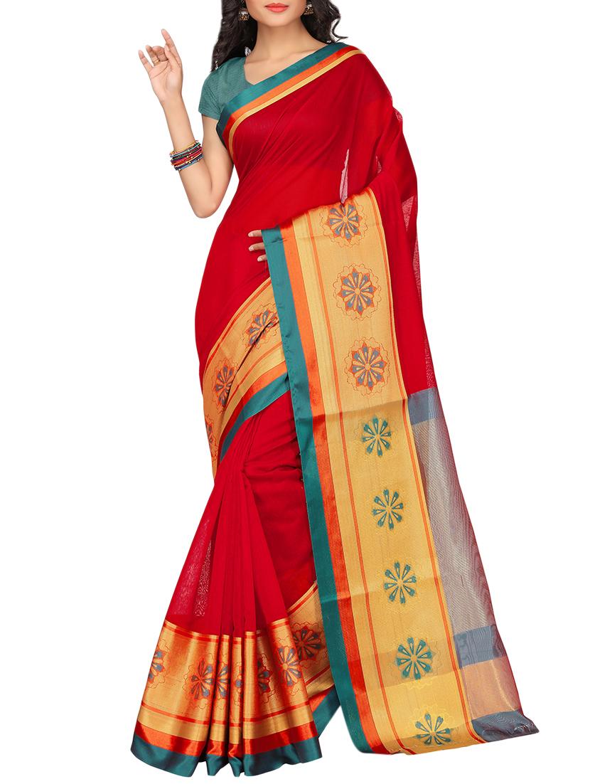 set of 2 zari bordered saree with blouse - 15484520 - Zoom Image - 3