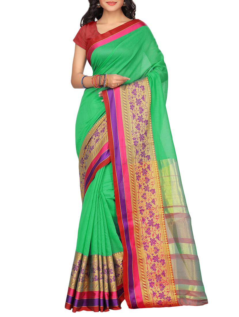 set of 2 zari bordered saree with blouse - 15484521 - Zoom Image - 3