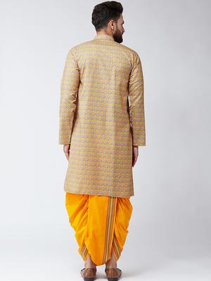 orange cotton dhoti kurta set - 15484993 - Standard Image - 3