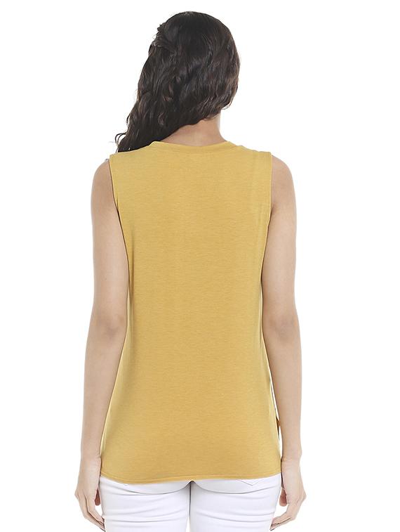 mustard side slit tank top - 15485225 - Zoom Image - 3
