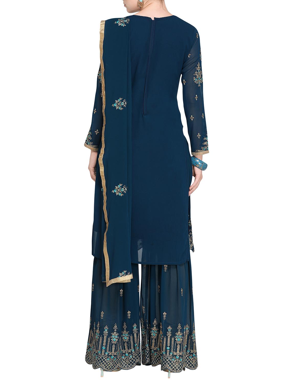 Contrast Floral embroidered sharara suit - 15485428 - Zoom Image - 3