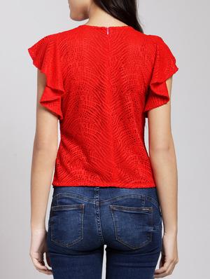 ruffle detail mesh top - 15486042 - Standard Image - 3