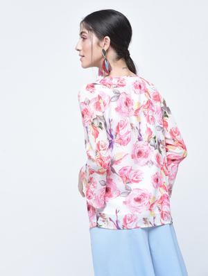 floral flute sleeved top - 15486053 - Standard Image - 3
