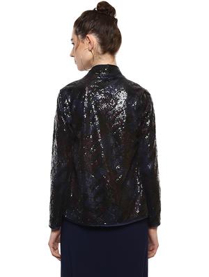 piping detail sequined asymmetric shrug - 15486080 - Standard Image - 3