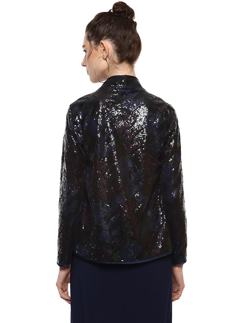 piping detail sequined asymmetric shrug - 15486080 - Zoom Image - 3