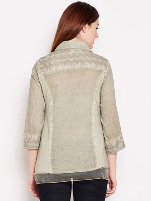 sheer paneled embroidered tunic - 15486154 - Standard Image - 3