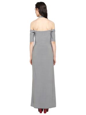ring detail choker neck maxi dress - 15486322 - Standard Image - 3