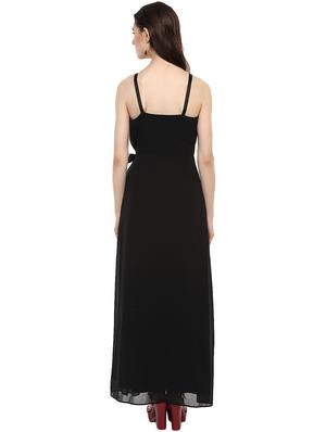 bow detail pleat paneled maxi dress - 15486336 - Standard Image - 3
