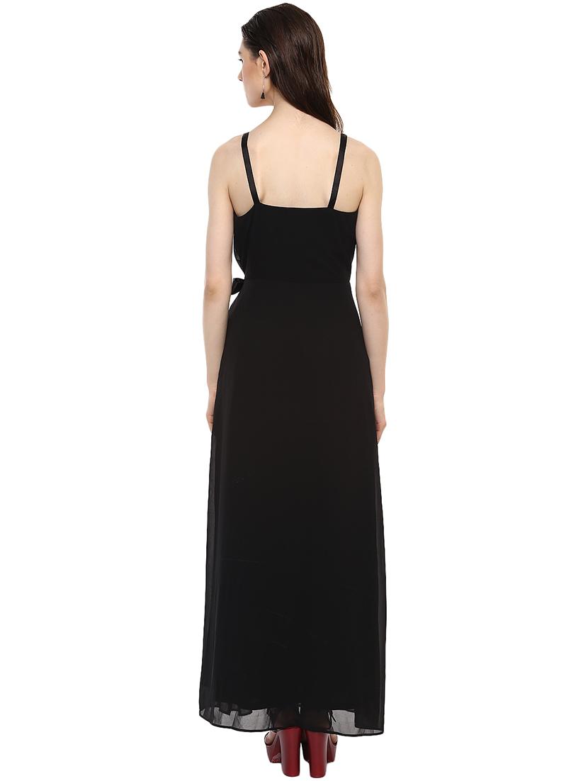 bow detail pleat paneled maxi dress - 15486336 - Zoom Image - 3
