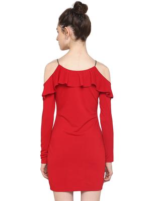 chain strapped ruffle detailed bodycon dress - 15486344 - Standard Image - 3