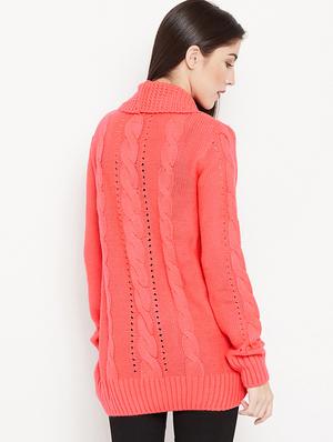 cable pointelle knit woolen shrug - 15486606 - Standard Image - 3