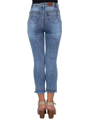 distressed frayed cropped jeans - 15488371 - Standard Image - 3