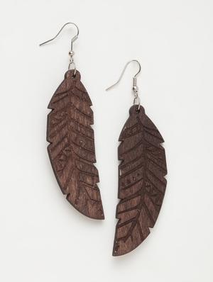 brown wood drop earring - 15492245 - Standard Image - 3