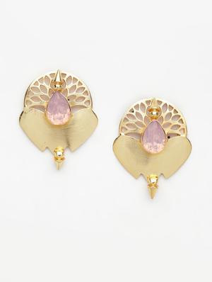 pink gold tone stone earrings - 15492279 - Standard Image - 3