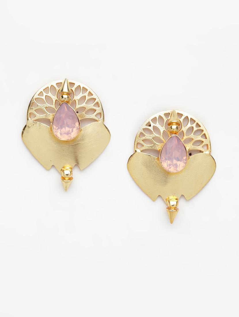 pink gold tone stone earrings - 15492279 - Zoom Image - 3