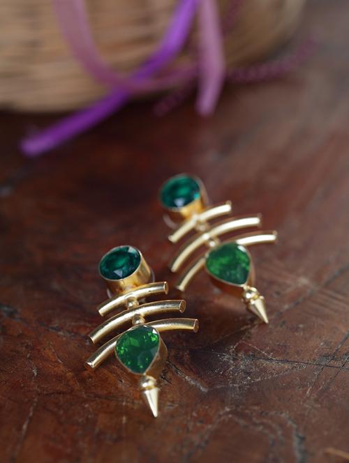 green gold tone stone earrings - 15492284 - Very Small Image - 1