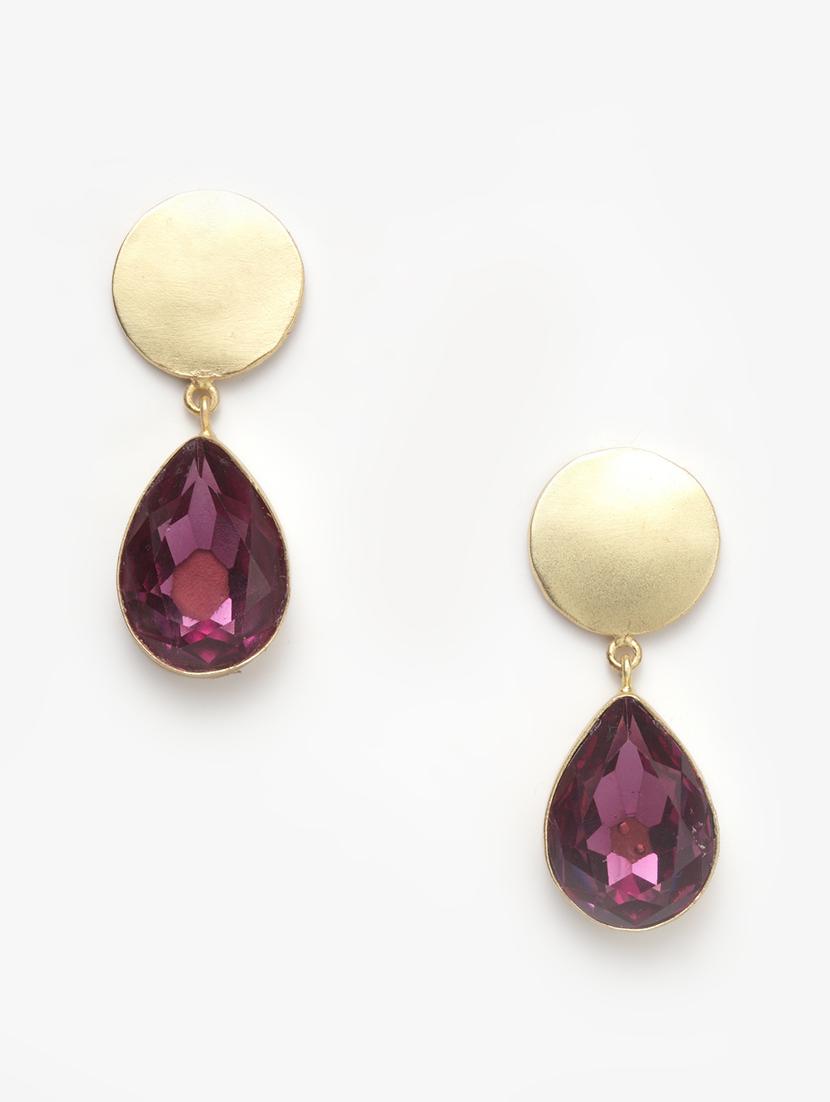 purple gold tone stone earrings - 15492298 - Zoom Image - 3