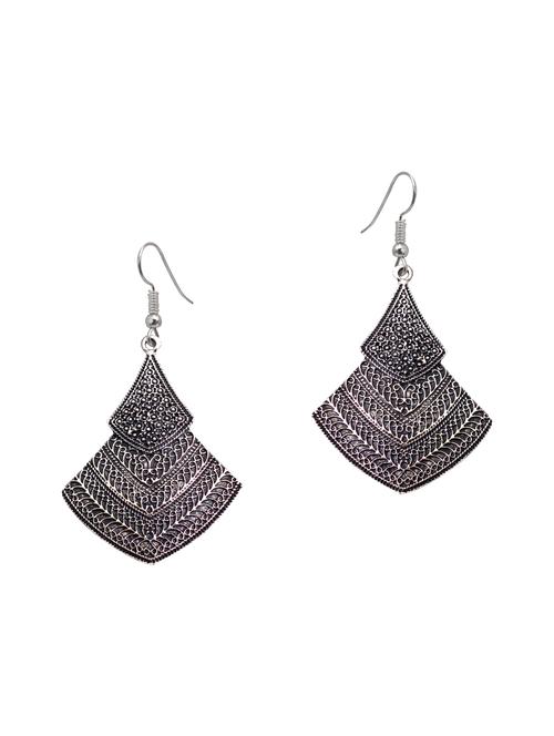 silver tone oxidized earrings - 15492479 - Standard Image - 1