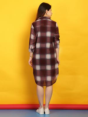 curved hem checkered shift dress - 15492540 - Standard Image - 3
