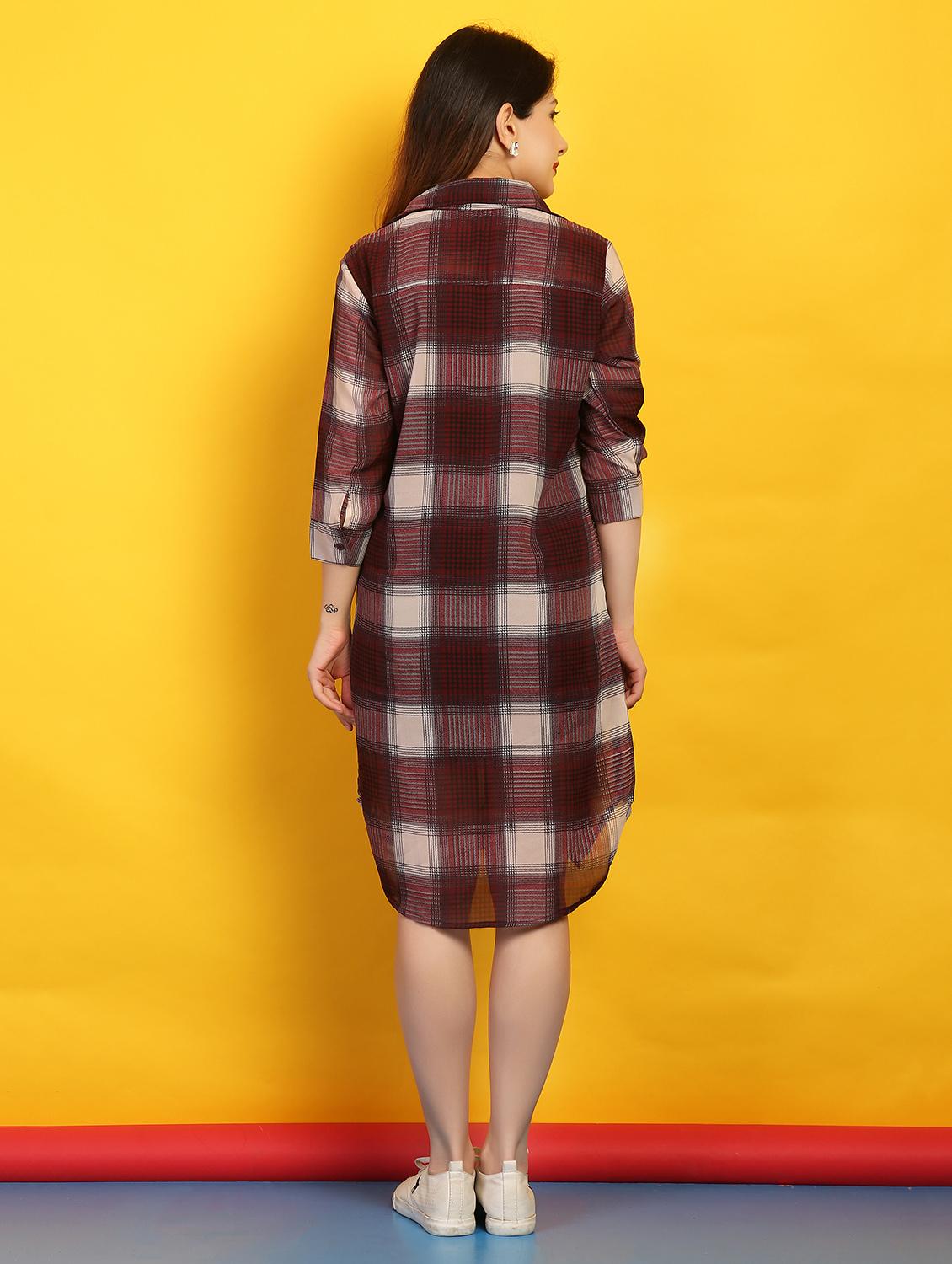curved hem checkered shift dress - 15492540 - Zoom Image - 3
