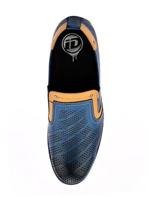 navy Leather casual slip ons - 15492819 - Standard Image - 3