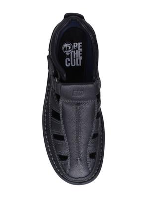 black leather slip on sandals - 15492878 - Standard Image - 3