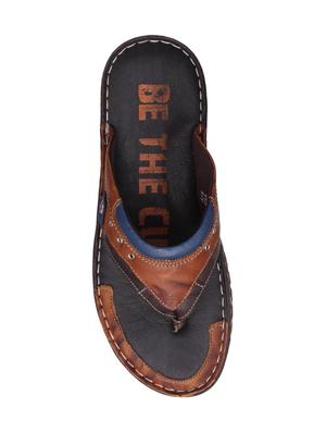 tan Leather toe separator flip flops - 15492892 - Standard Image - 3