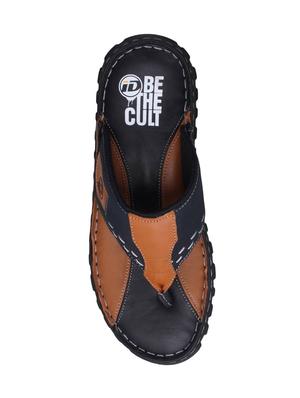 blue Leather toe separator slippers - 15492901 - Standard Image - 3