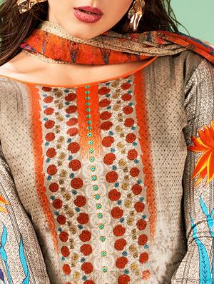 Printed unstitched churidaar suit - 15493169 - Standard Image - 3