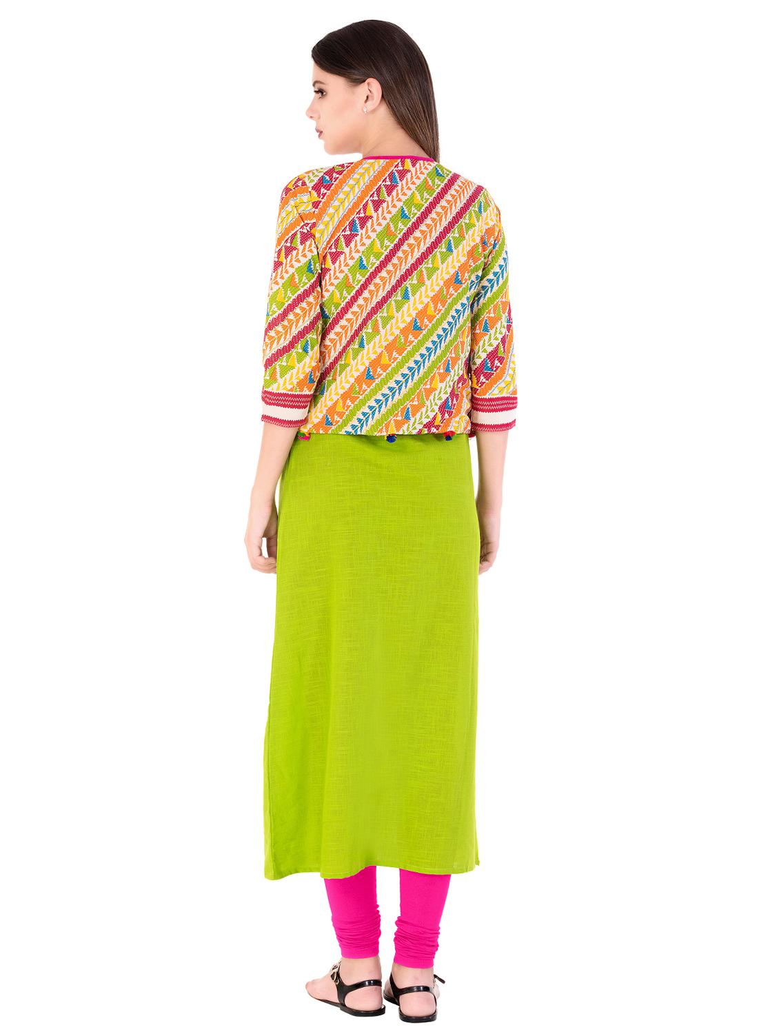 a-line kurta with jacket - 15493407 - Zoom Image - 3