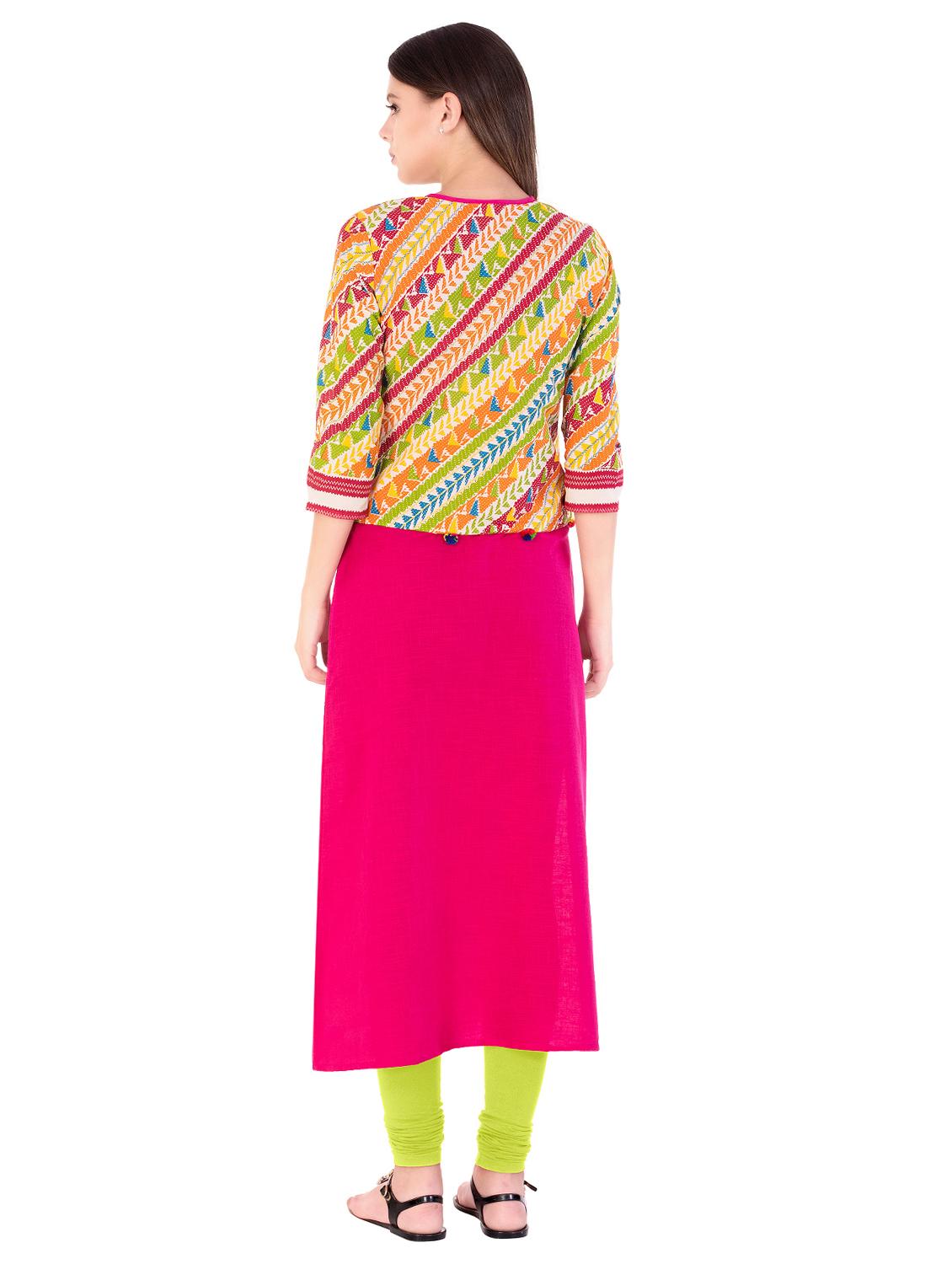 a-line kurta with jacket - 15493408 - Zoom Image - 3