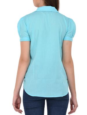 puff sleeved solid shirt - 15493444 - Standard Image - 3