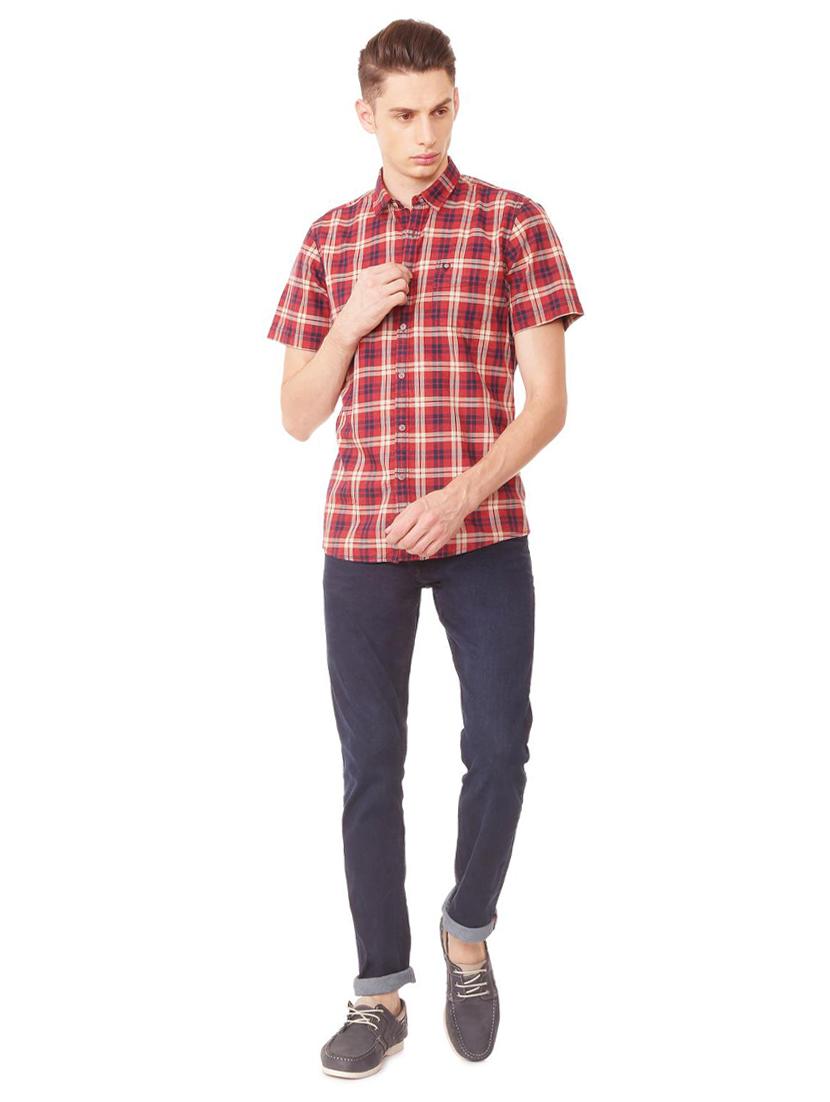 red cotton casual shirt - 15493487 - Zoom Image - 3