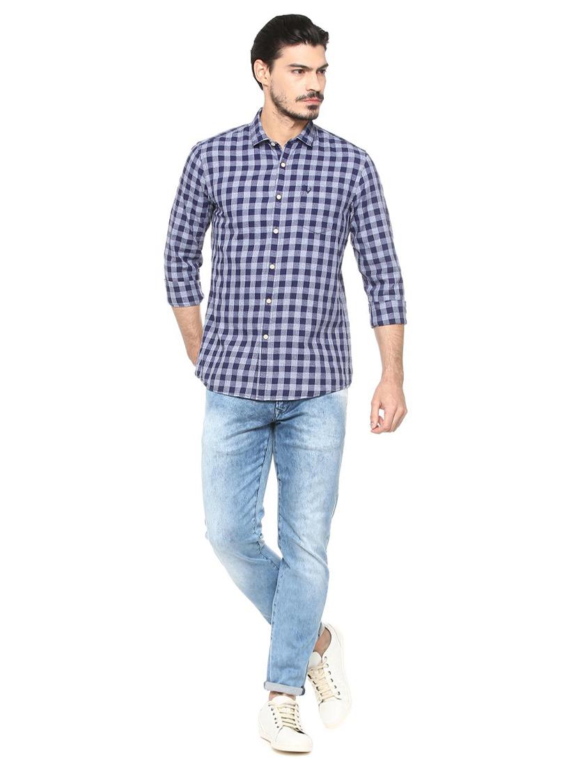blue cotton casual shirt - 15493491 - Zoom Image - 3