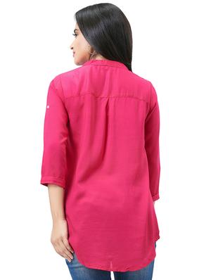 pink A-line solid kurti - 15493542 - Standard Image - 3